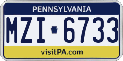 PA license plate MZI6733