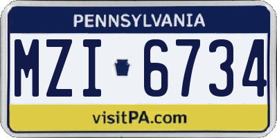 PA license plate MZI6734