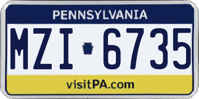 PA license plate MZI6735