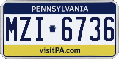 PA license plate MZI6736