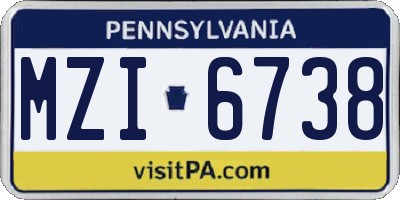 PA license plate MZI6738