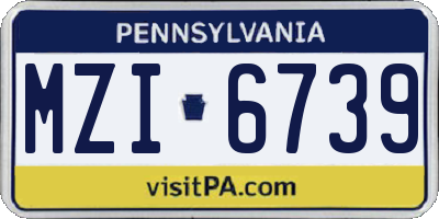 PA license plate MZI6739