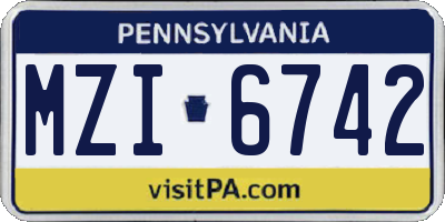 PA license plate MZI6742