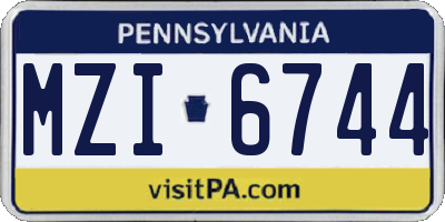 PA license plate MZI6744