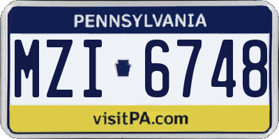 PA license plate MZI6748