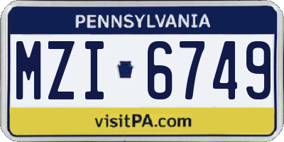 PA license plate MZI6749