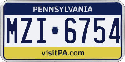 PA license plate MZI6754