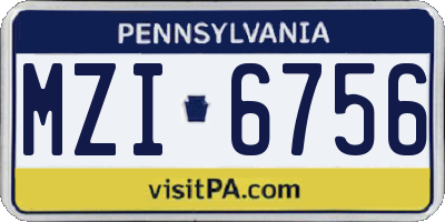 PA license plate MZI6756