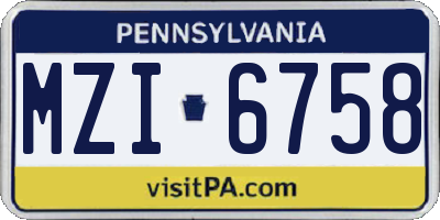 PA license plate MZI6758
