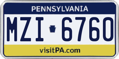 PA license plate MZI6760