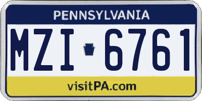 PA license plate MZI6761