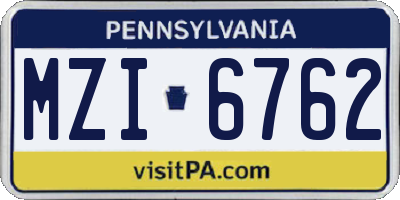 PA license plate MZI6762