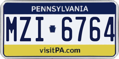 PA license plate MZI6764