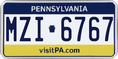PA license plate MZI6767