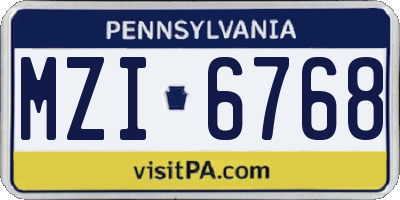PA license plate MZI6768