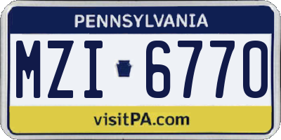 PA license plate MZI6770