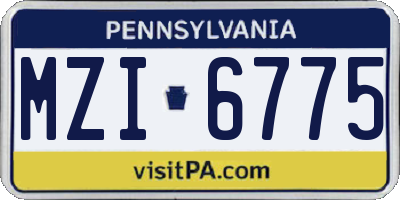 PA license plate MZI6775