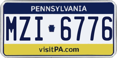 PA license plate MZI6776