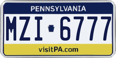 PA license plate MZI6777