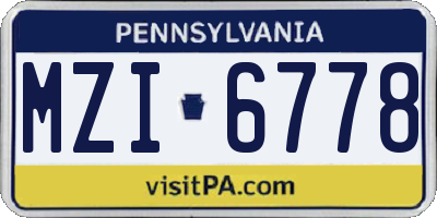 PA license plate MZI6778
