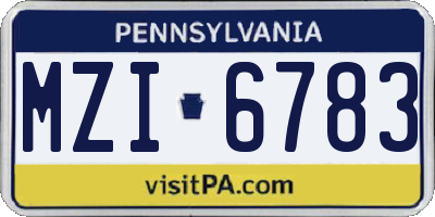 PA license plate MZI6783