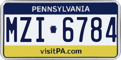 PA license plate MZI6784