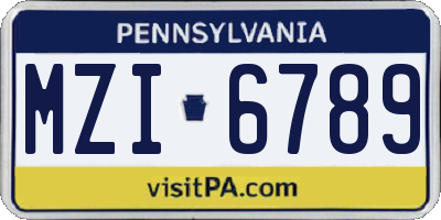PA license plate MZI6789