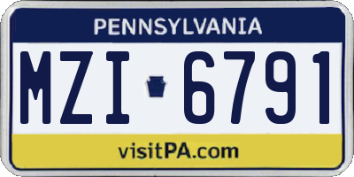 PA license plate MZI6791