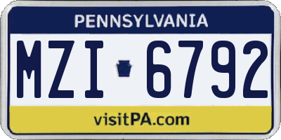 PA license plate MZI6792