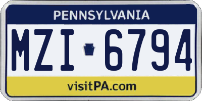 PA license plate MZI6794