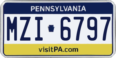PA license plate MZI6797