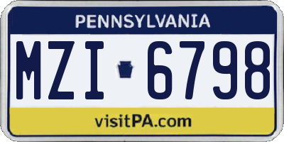 PA license plate MZI6798