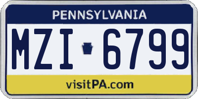 PA license plate MZI6799