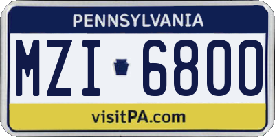 PA license plate MZI6800