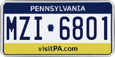 PA license plate MZI6801