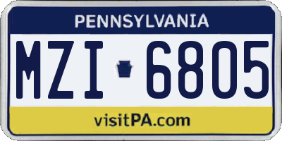 PA license plate MZI6805