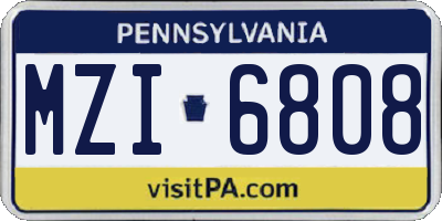 PA license plate MZI6808