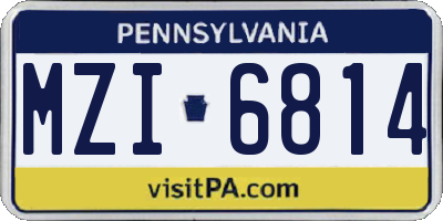 PA license plate MZI6814