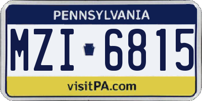 PA license plate MZI6815