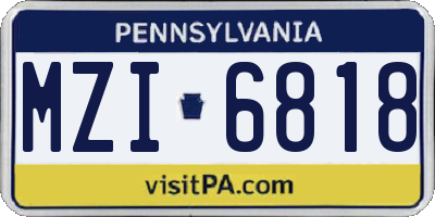 PA license plate MZI6818