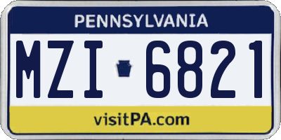 PA license plate MZI6821