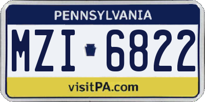PA license plate MZI6822