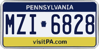 PA license plate MZI6828