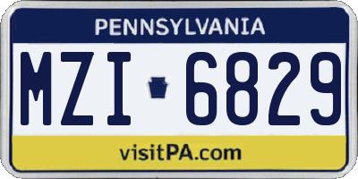 PA license plate MZI6829