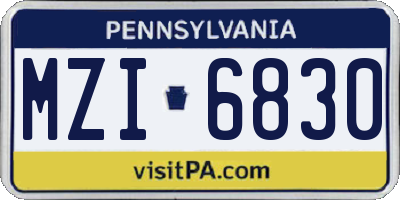 PA license plate MZI6830