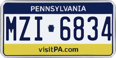 PA license plate MZI6834
