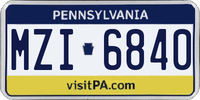 PA license plate MZI6840