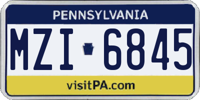 PA license plate MZI6845