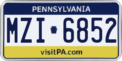 PA license plate MZI6852