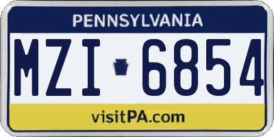 PA license plate MZI6854
